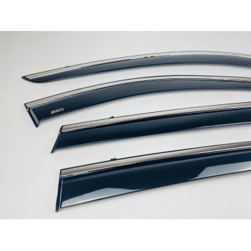 Дефлекторы окон Nissan X-Trail III T32 2013-2021 / Rogue с нерж. хром полоской-3